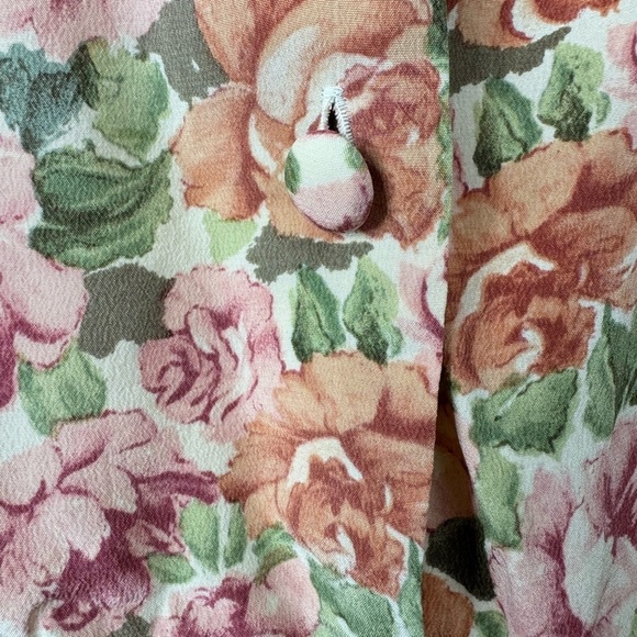 Vintage Adrianna Papell Size 10M 100% Silk Floral Maxi Dress Blouson Cottage - Picture 7 of 7